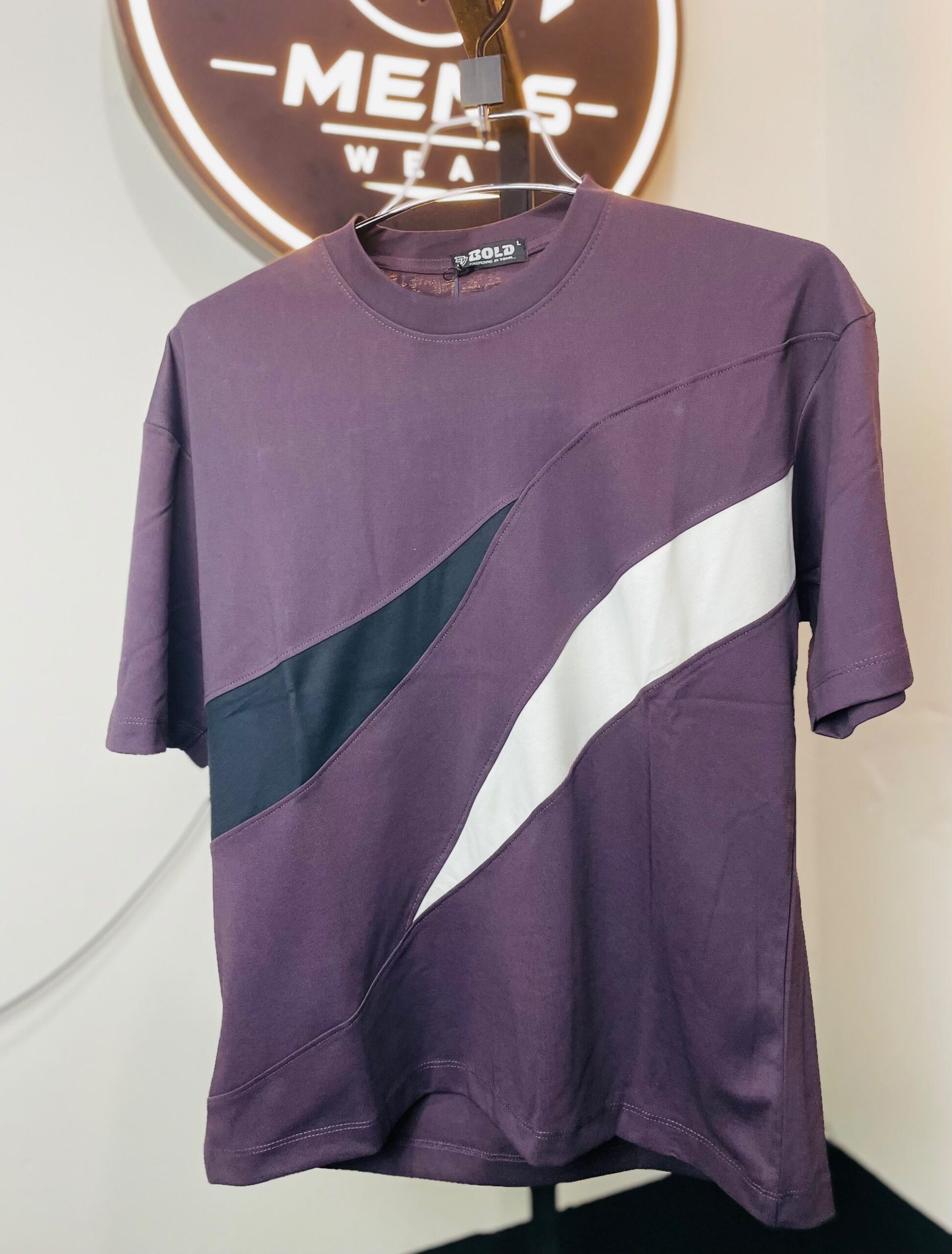 Purple Geometric Drop Shoulder T-Shirt