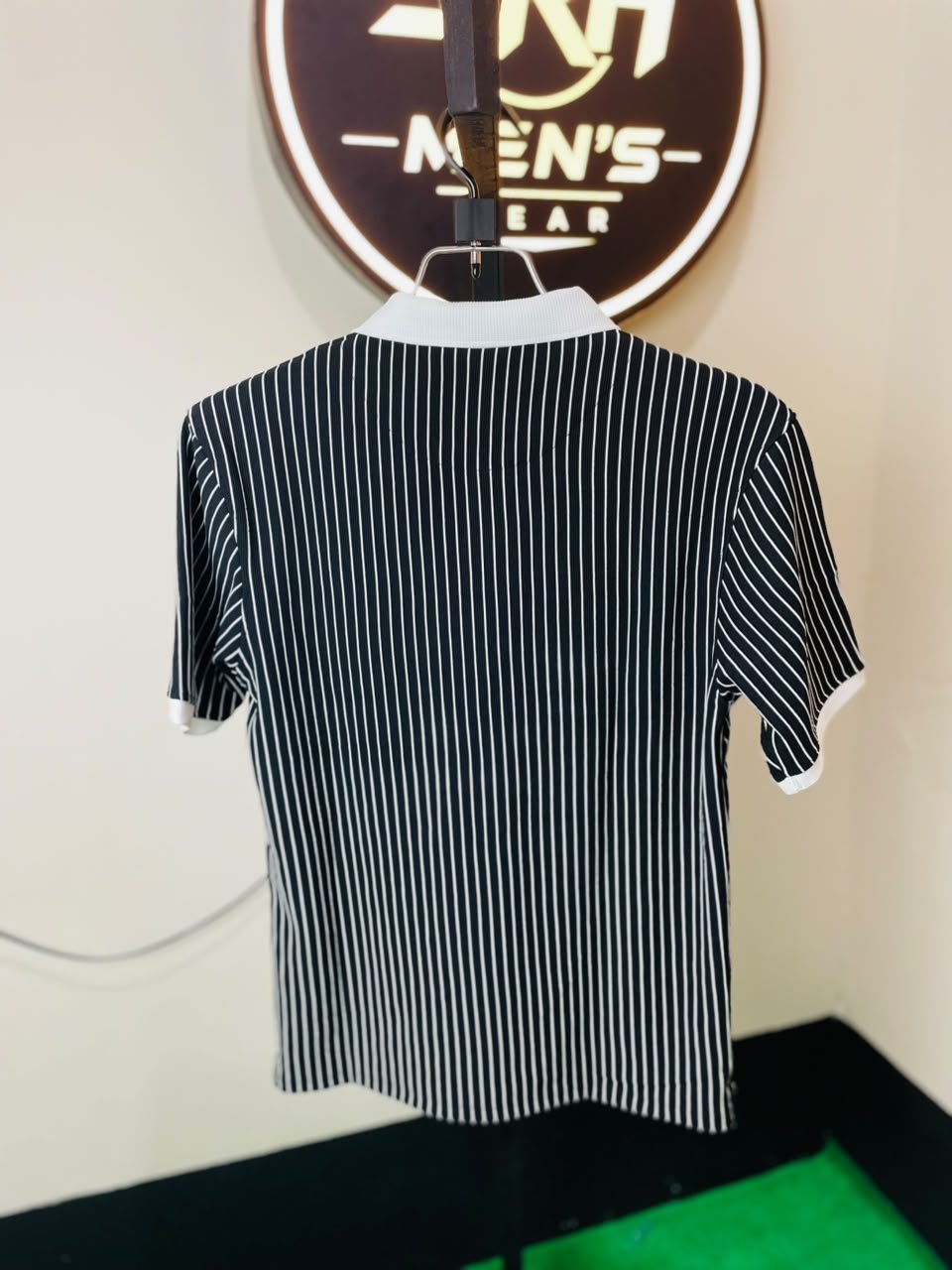 Krishnochura Black & White Striped Polo - Image 3