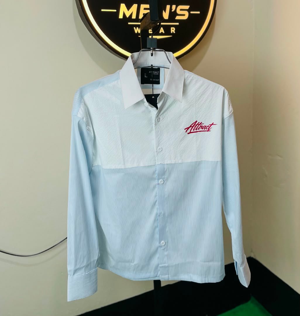 Attract Contrast Blue & White Shirt