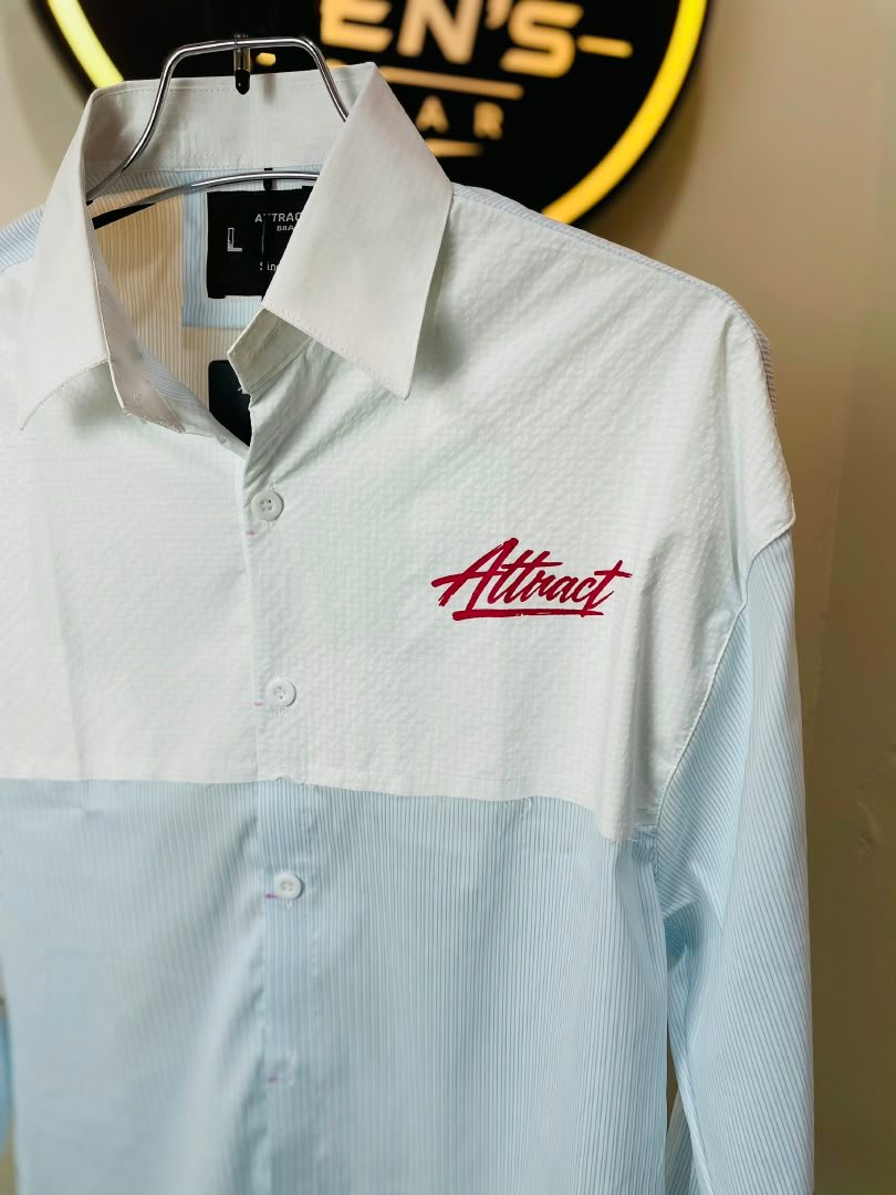 Attract Contrast Blue & White Shirt - Image 2